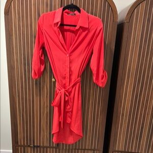 Foreign Exchange Vibrant Red High Low Dress